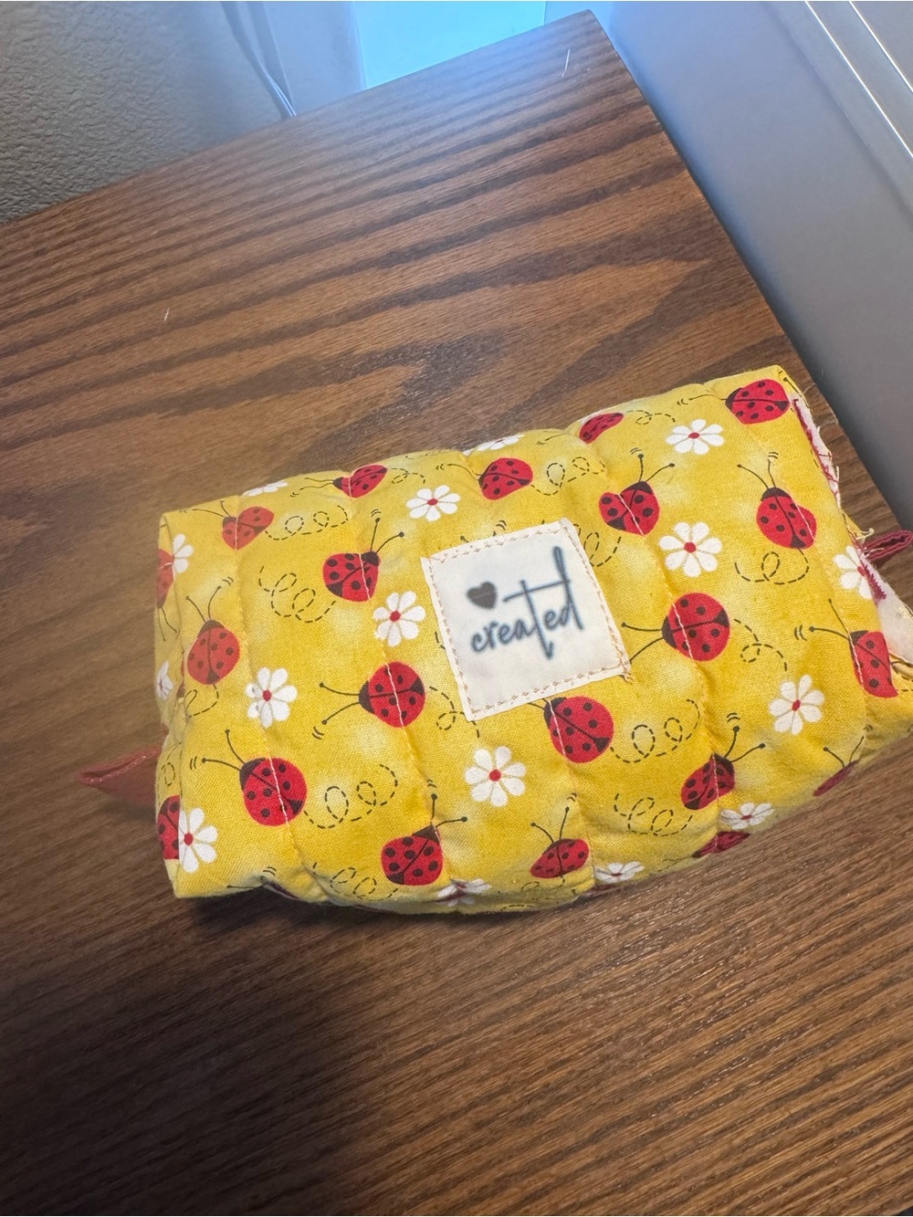Handmade Kids Yellow Ladybug Pouch -